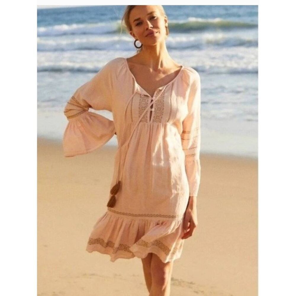Roller Rabbit Maricruz Crossstitch Embroidered Shift Dress Size Large